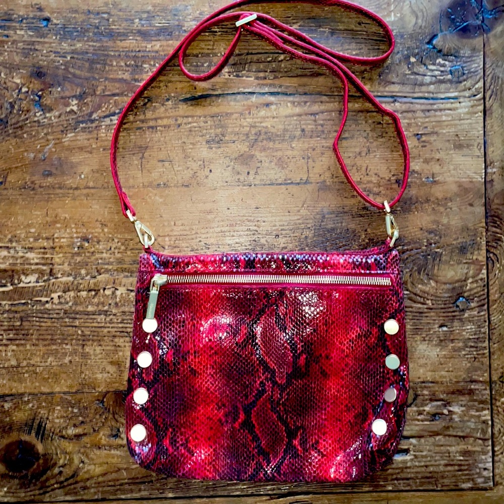 Hammitt red snake bag.  Dimensions:  10x8. Opened 10x13. Great condition.